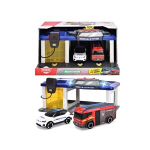 Dickie Dansk Redningsstation Med Politibil Og Brandbil