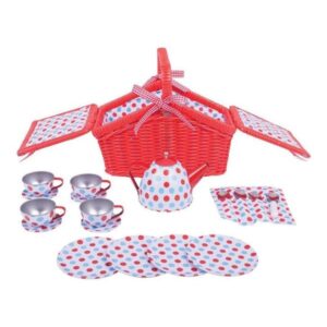 Bigjigs Tea Set In Red Storage Basket