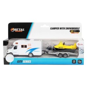 Toi-toys - Metal Pull Back Camper With Trailer And Snowmobile
