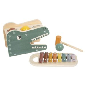 Small Foot - Wooden Xylophone And Hammer Bench Safari 5 Pcs